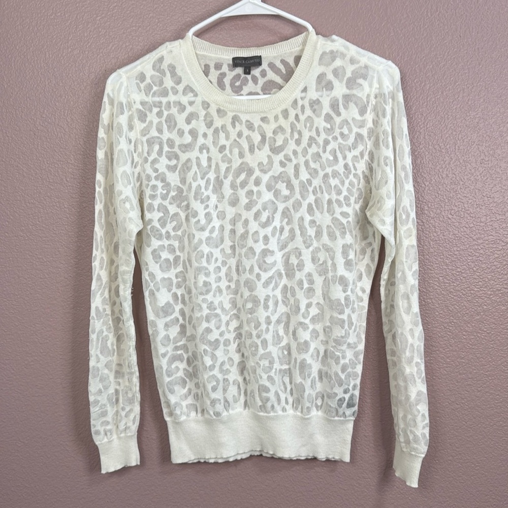 Vince Camuto Sheer Leopard Sweater